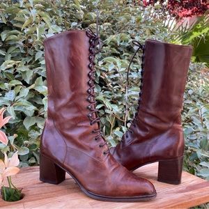 Vintage Joan & David Leather Laceup Boots